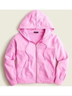 J. Crew University Terry Zip-up Hoodie Crew Logo Pink Size XL 100% Cotton
